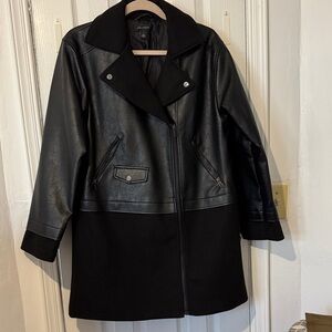 Halogen Black Leather Jacket with Zip Closure